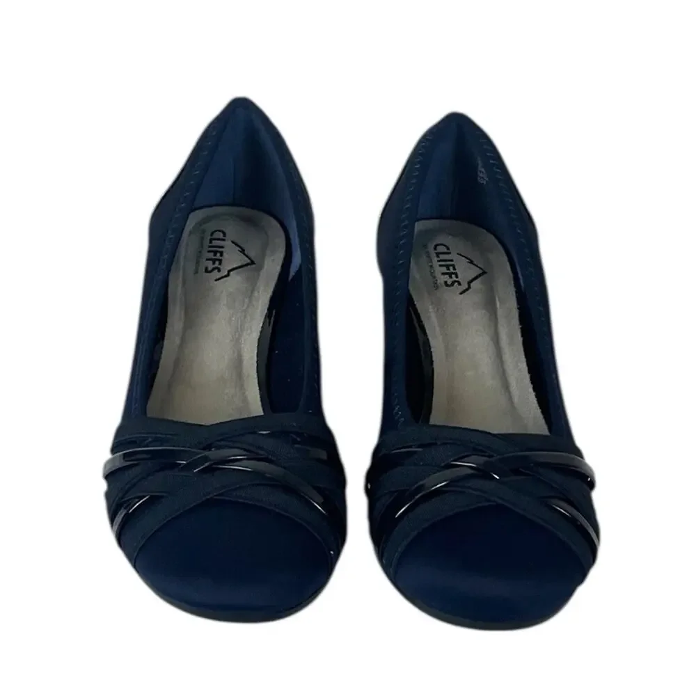 Cliffs New Bowie Wedge Slip On Non Slip Sole Round Toe Navy Blue Women’s Size 8M
